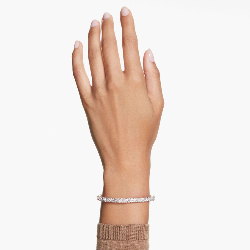 swarovski sublima bangle  snow pav   white  rose gold tone plated