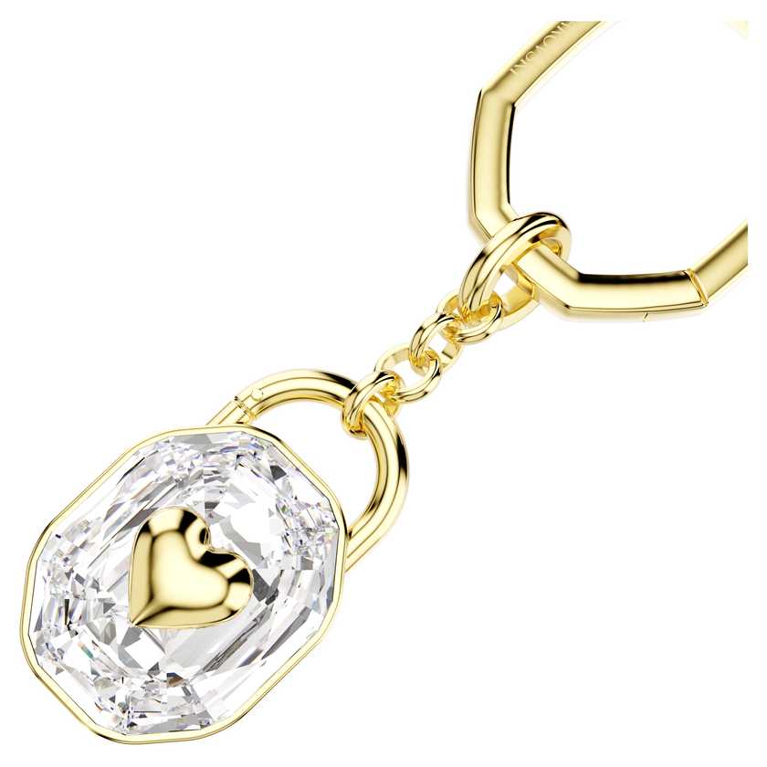 swarovski key ring  oval cut  white  gold tone plated