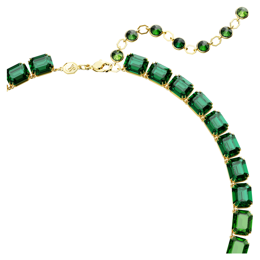 swarovski millenia necklace  octagon cut  color gradient  green  gold tone plated