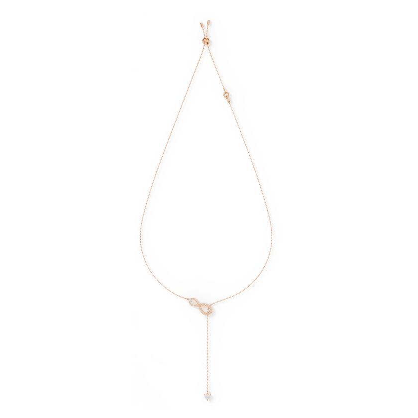 swarovski infinity y necklace  white  rose gold tone plated