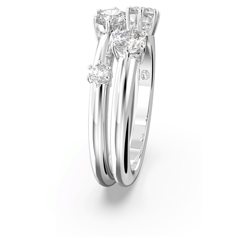 swarovski constella ring  set  2   round cut  white  rhodium plated