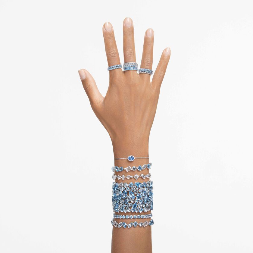 swarovski matrix ring  baguette cut  blue  rhodium plated
