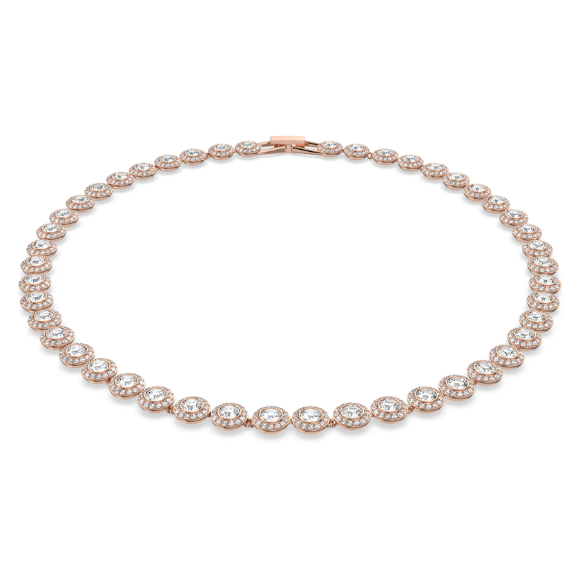 swarovski una angelic tennis necklace  round cut  medium  white  rose gold tone plated