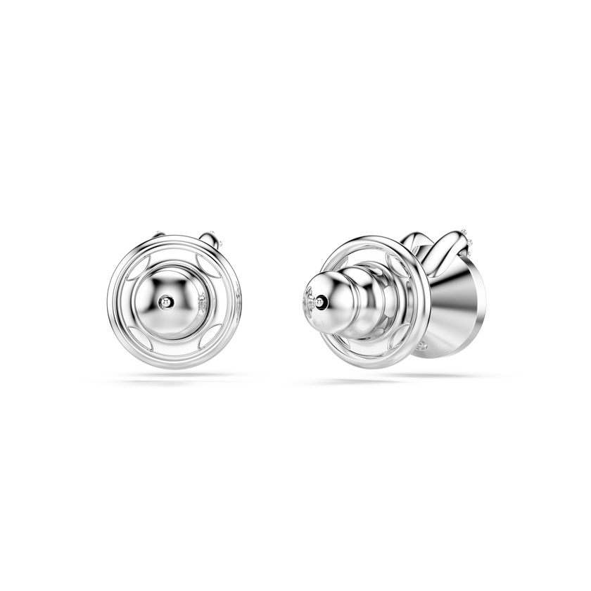 swarovski bella v stud earrings  round cut  pav   white  rhodium plated
