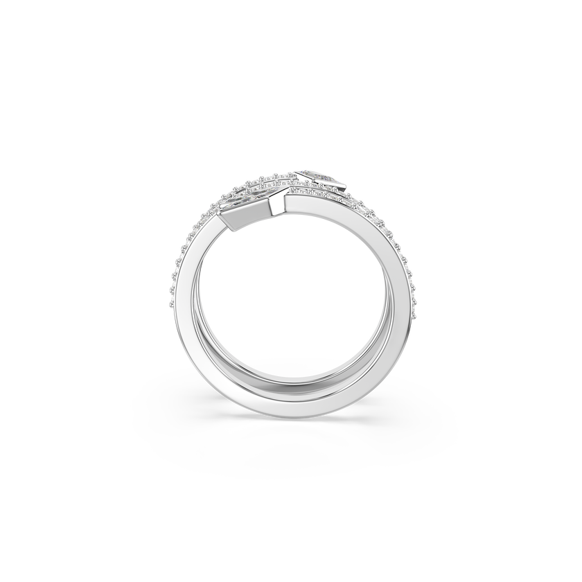 swarovski idyllia motif ring  mixed cuts  arrow  white  rhodium plated