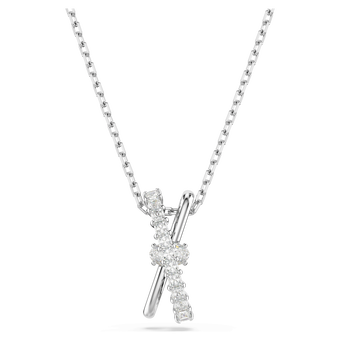 swarovski hyperbola pendant  mixed cuts  twist  white  rhodium plated