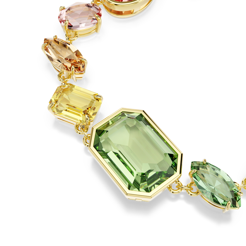swarovski gema bracelet  mixed cuts  multicolored  gold tone plated