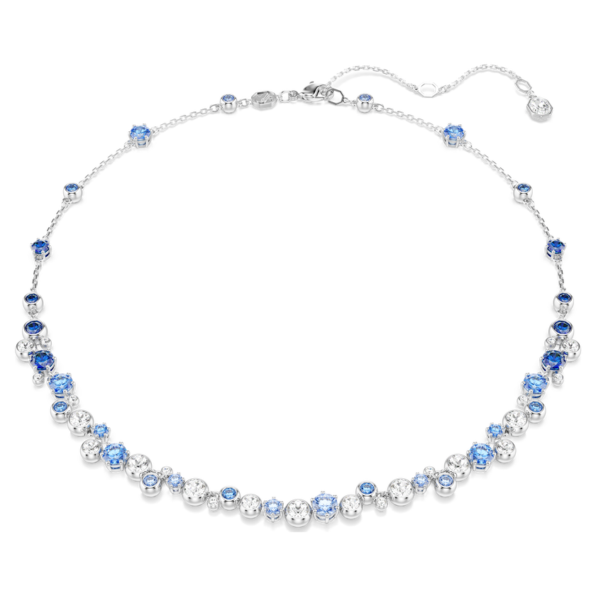 swarovski constella necklace  mixed cuts  blue  rhodium plated