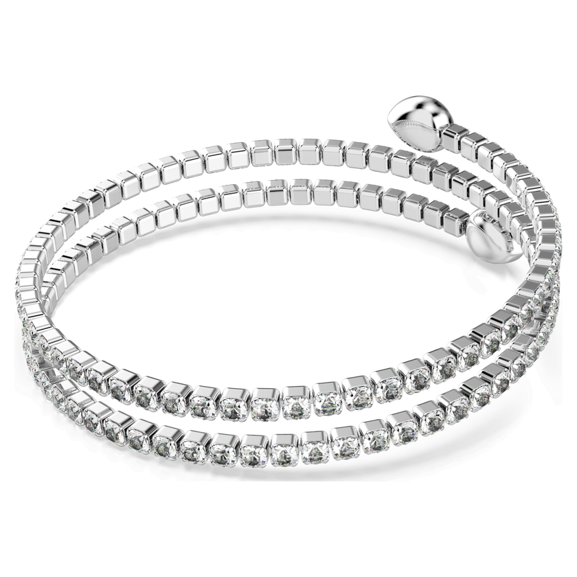 swarovski twisty cuff  mixed cuts  white  rhodium plated