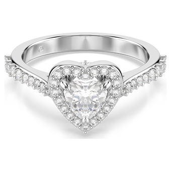 swarovski una angelic motif ring  mixed cuts  heart  white  rhodium plated