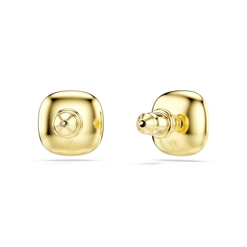 swarovski una angelic stud earrings  cushion cut  white  18k gold finish