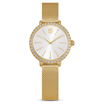 swarovski certa watch  metal bracelet  gold tone  gold tone finish