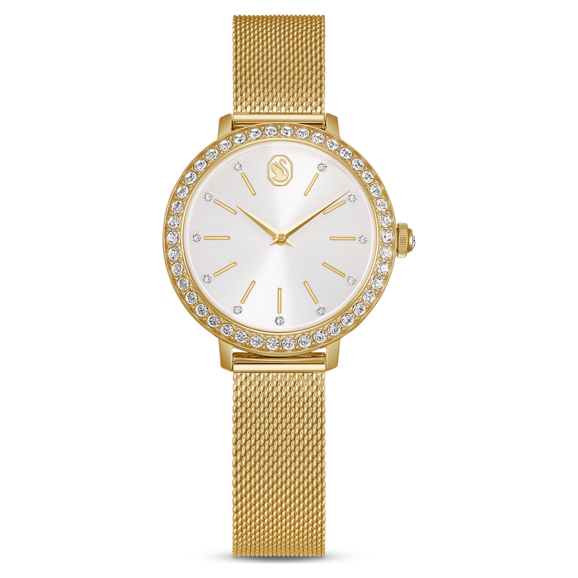 swarovski certa watch  metal bracelet  gold tone  gold tone finish