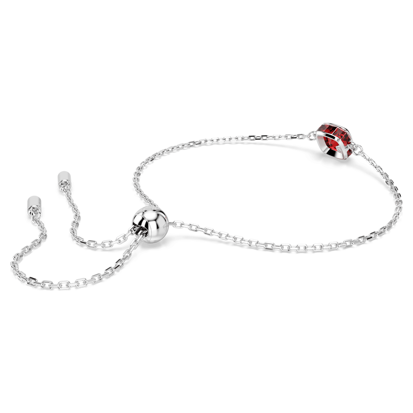 swarovski birthstone bracelet  square cut  january  red  rhodium plated