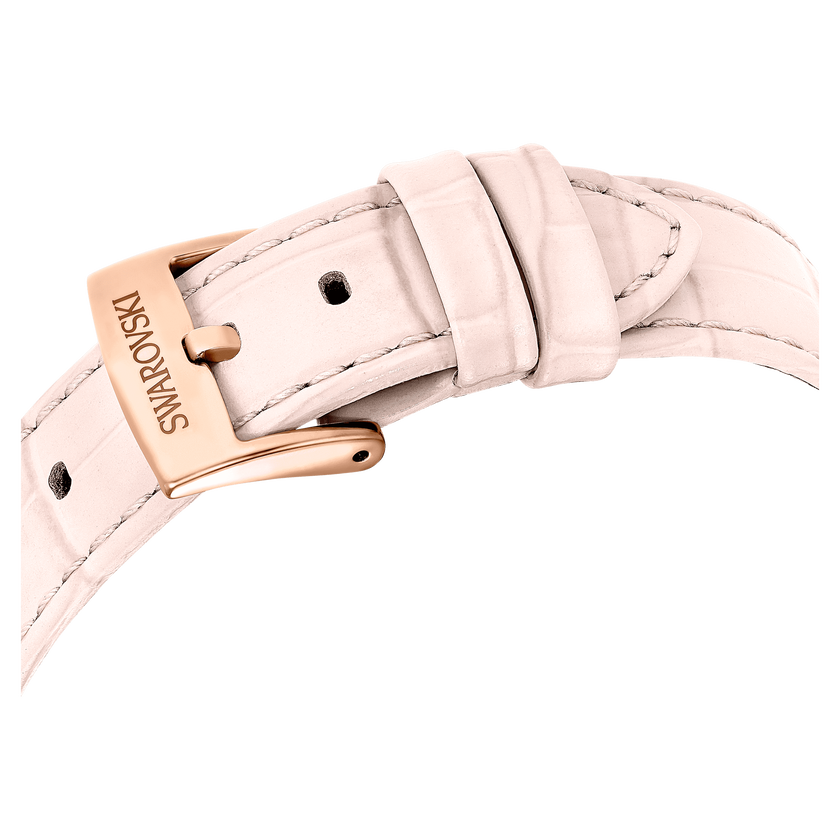 swarovski matrix tennis chrono watch  swiss made  leather strap  pink  rose gold tone finish