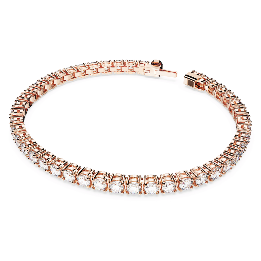 swarovski matrix tennis bracelet  round cut  white  rose gold tone plated