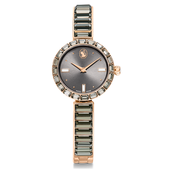 swarovski matrix bangle watch  swiss made  crystal bracelet  gray  rose gold tone finish