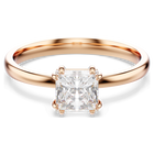 swarovski attract ring  square cut  white  rose gold tone plated