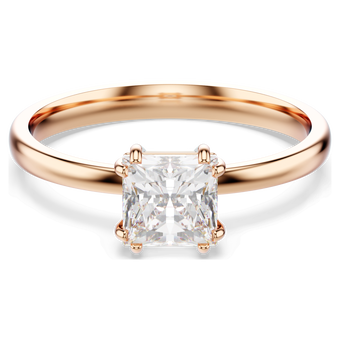 swarovski attract ring  square cut  white  rose gold tone plated