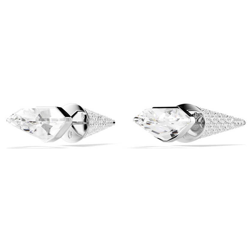 swarovski lucent stud earrings  pav   spike  white  rhodium plated