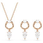 swarovski mesmera set pear cut round cut white rose gold tone plated