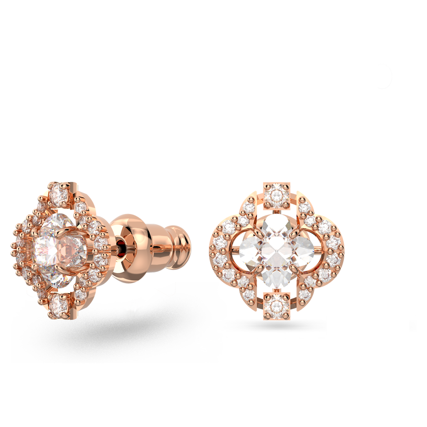swarovski sparkling dance set  mixed cuts  clover  white  rose gold tone plated