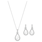 swarovski enlace set  white  rhodium plated