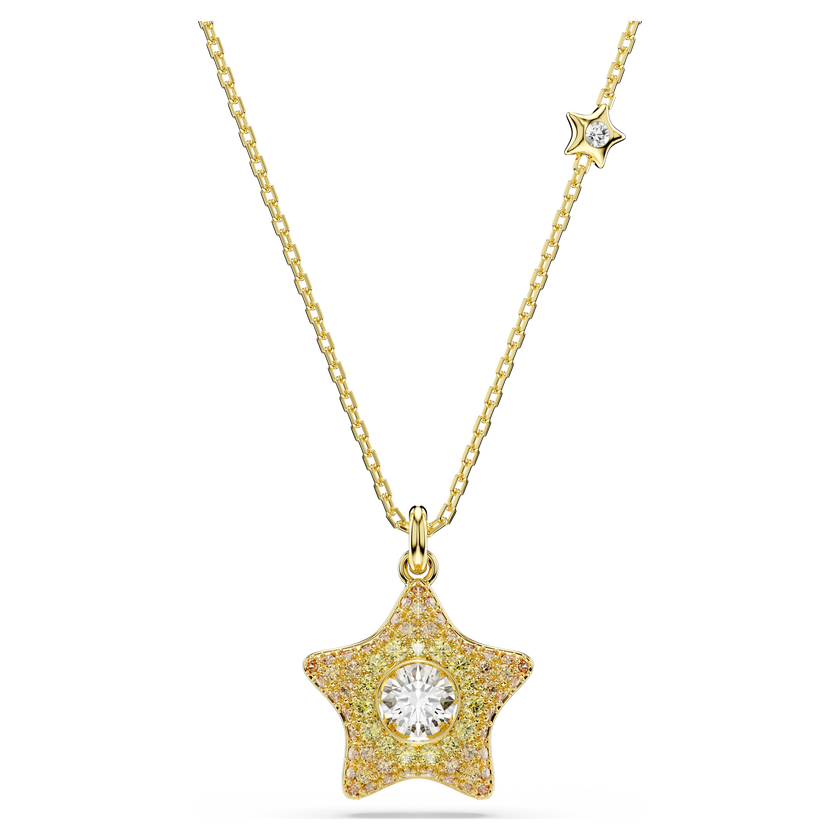 swarovski sublima pendant  round cut  star  multicolored  18k gold finish