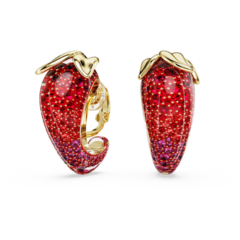 swarovski idyllia clip earrings  red  gold tone plated