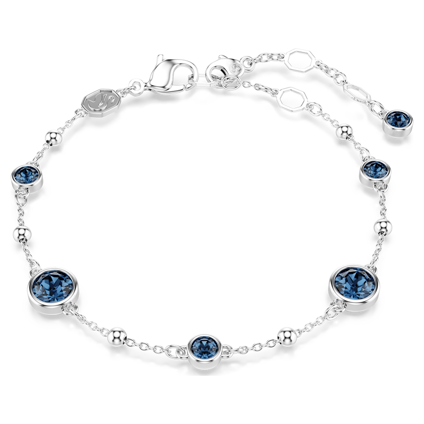 swarovski imber bracelet  round cut  blue  rhodium plated