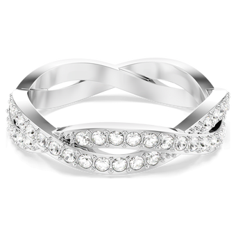 swarovski infinity ring  round cut  white  rhodium plated