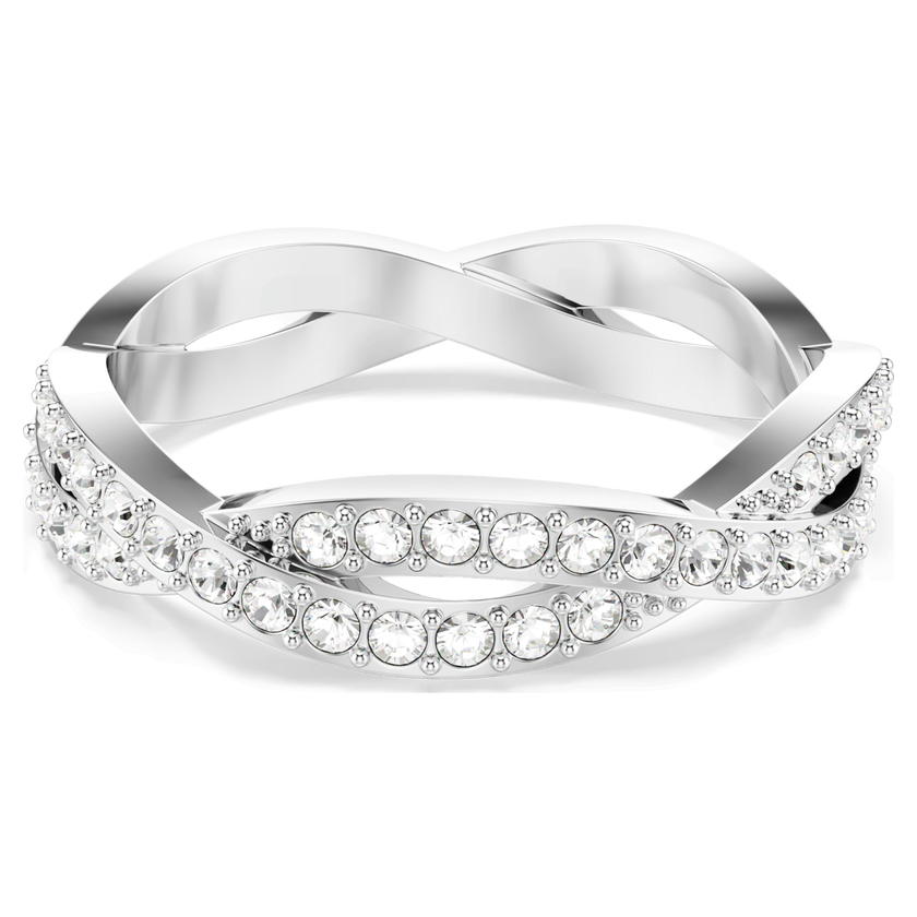 swarovski infinity ring  round cut  white  rhodium plated