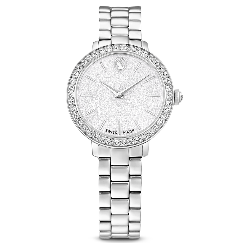 swarovski matrix 3 link watch  swiss made  metal bracelet  silver tone  stainless steel