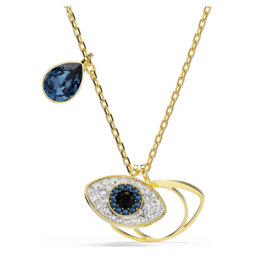 swarovski symbolica pendant  evil eye  blue  gold tone plated