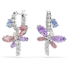 ariana grande x swarovski drop earrings  mixed cuts  dragonfly  multicolored  rhodium plated