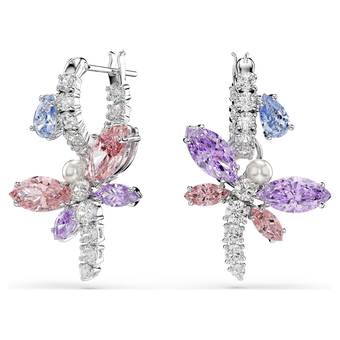 ariana grande x swarovski drop earrings  mixed cuts  dragonfly  multicolored  rhodium plated