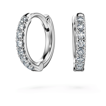 swarovski eternity hoop earrings  laboratory grown diamonds 0 1 ct tw  18k white gold