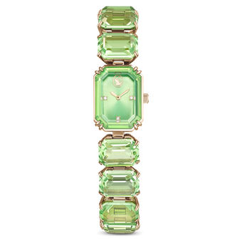 swarovski millenia watch octagon cut bracelet green champagne gold tone finish