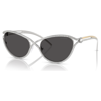 swarovski sunglasses  cat eye shape  sk7025  silver tone