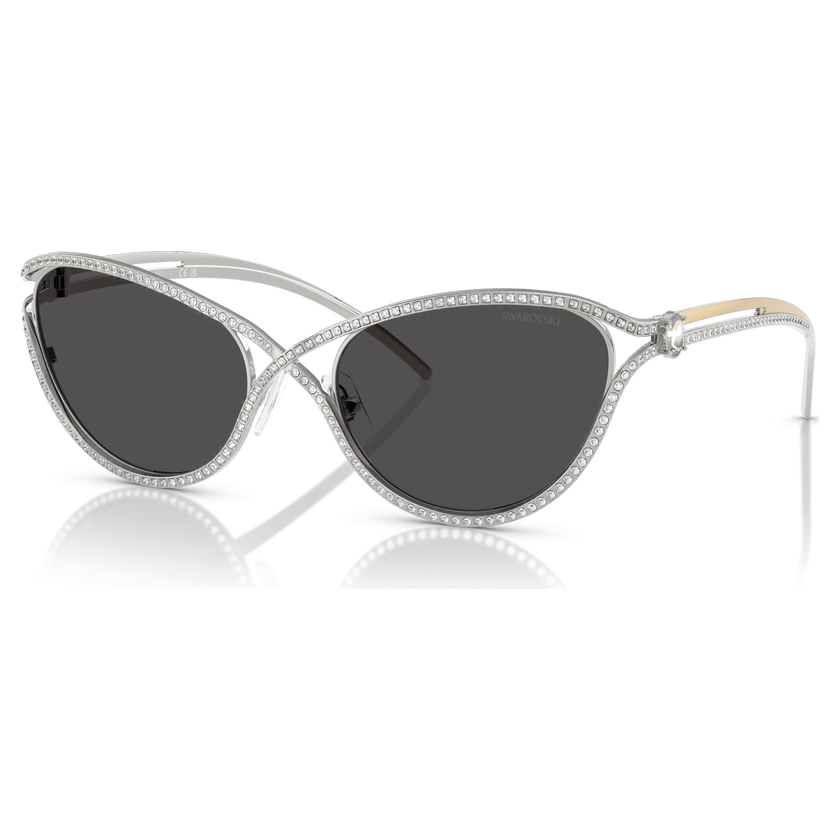 swarovski sunglasses  cat eye shape  sk7025  silver tone