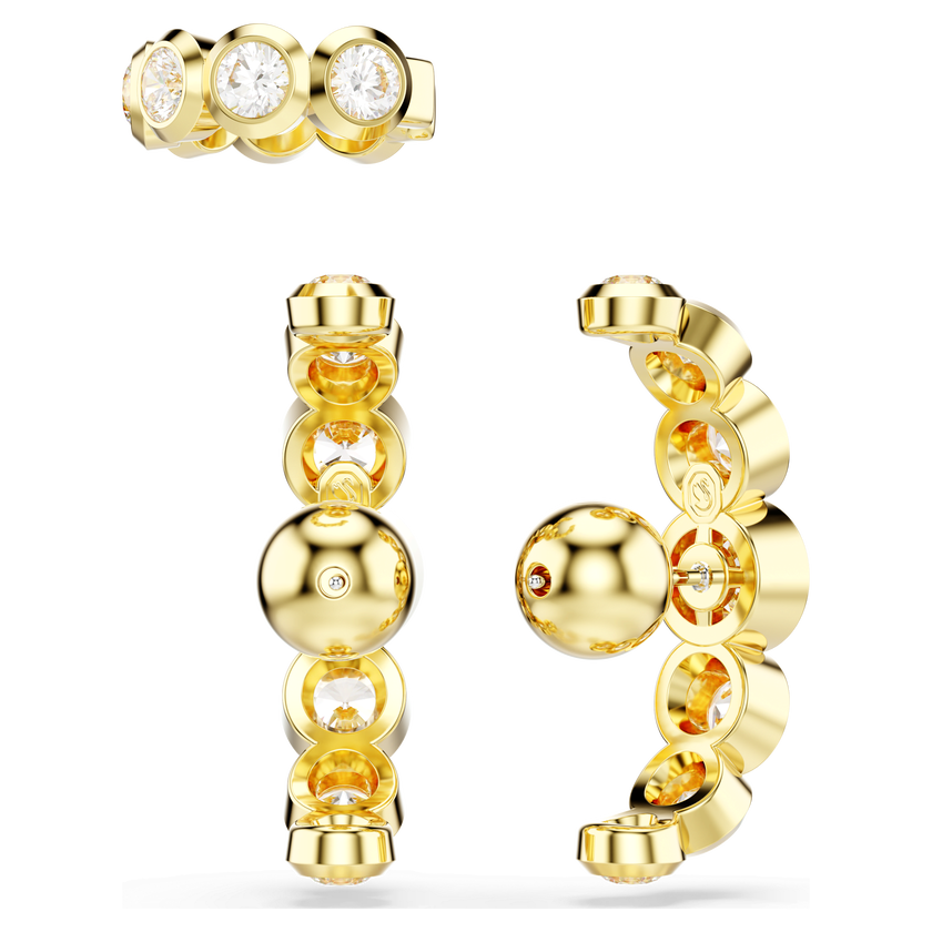 swarovski imber ear cuff  set  3   round cut  white  gold tone plated