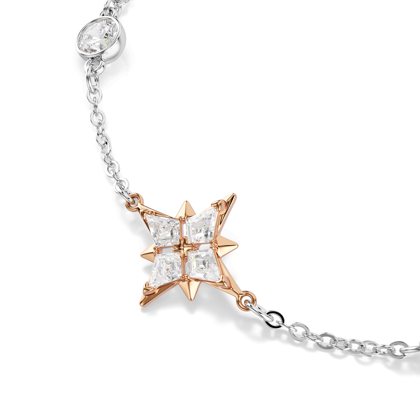 swarovski symbolica bracelet  round cut  moon  white  mixed plating