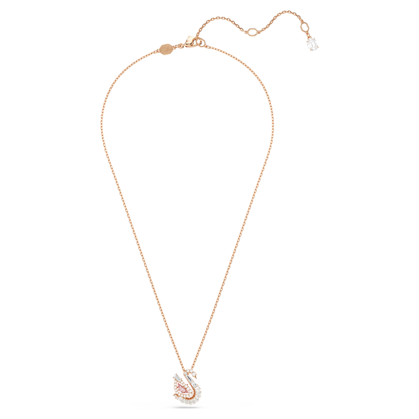 swarovski swan pendant  mixed cuts  swan  pink