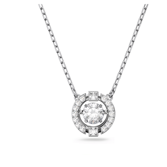swarovski una necklace round cut white rhodium plated