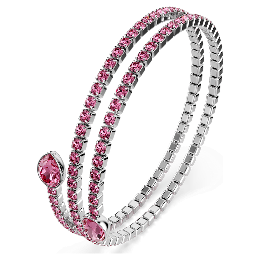 swarovski twisty cuff  mixed cuts  pink  rhodium plated