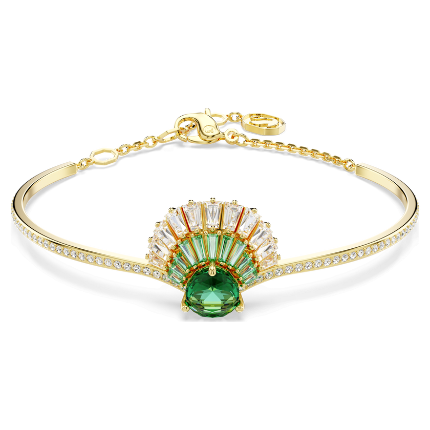 swarovski idyllia bangle  mixed cuts  shell  green  gold tone plated
