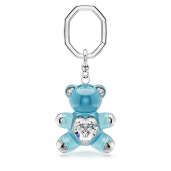 swarovski teddy key ring  bear  blue  rhodium plated