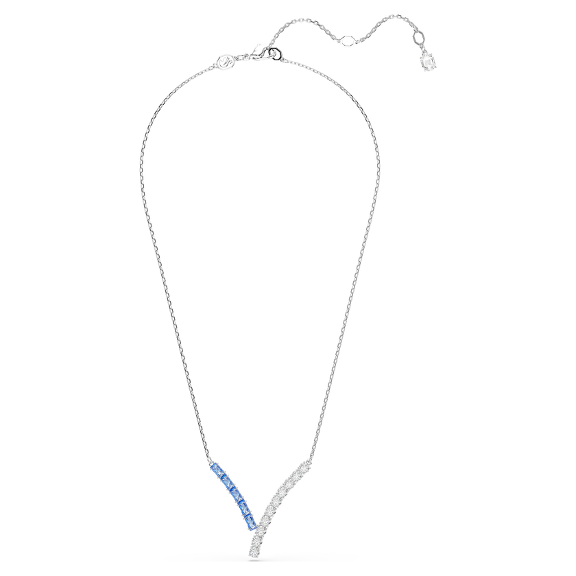 swarovski matrix pendant  mixed cuts  blue  rhodium plated