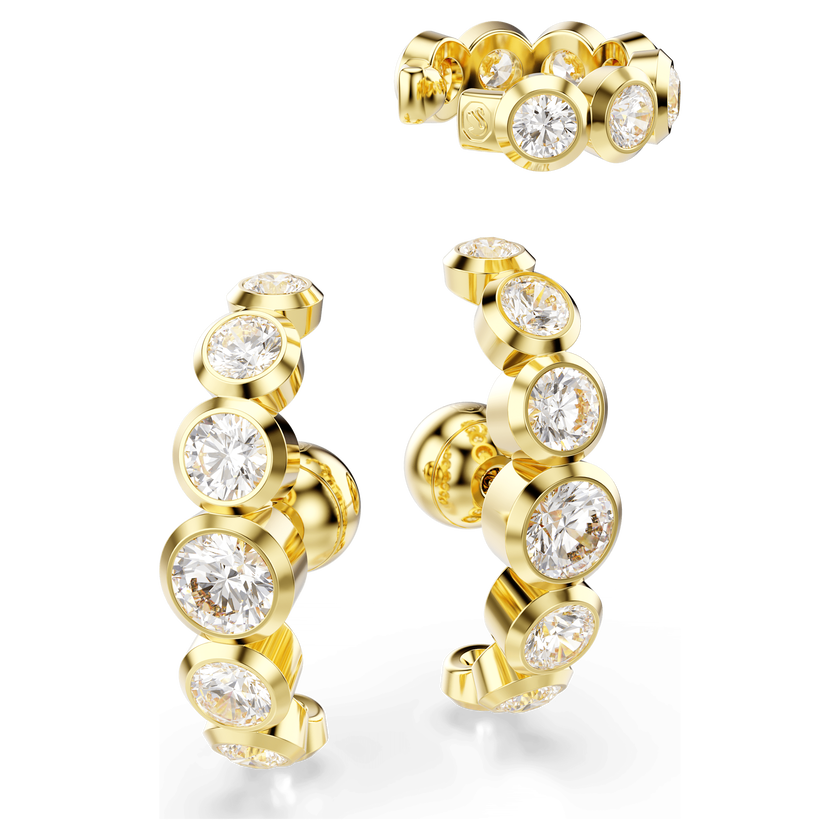 swarovski imber ear cuff  set  3   round cut  white  gold tone plated