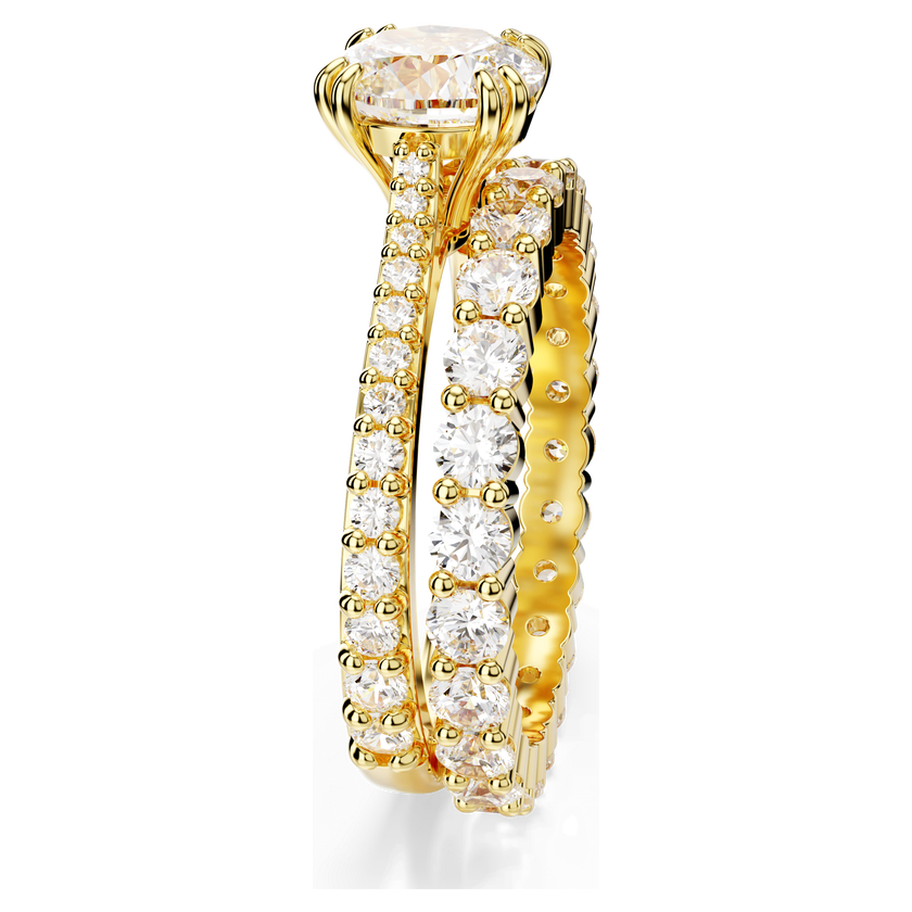 swarovski stilla ring  set  2   round cut  white  gold tone plated